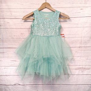 Aqua Tulle Sequin Party Dress 5t